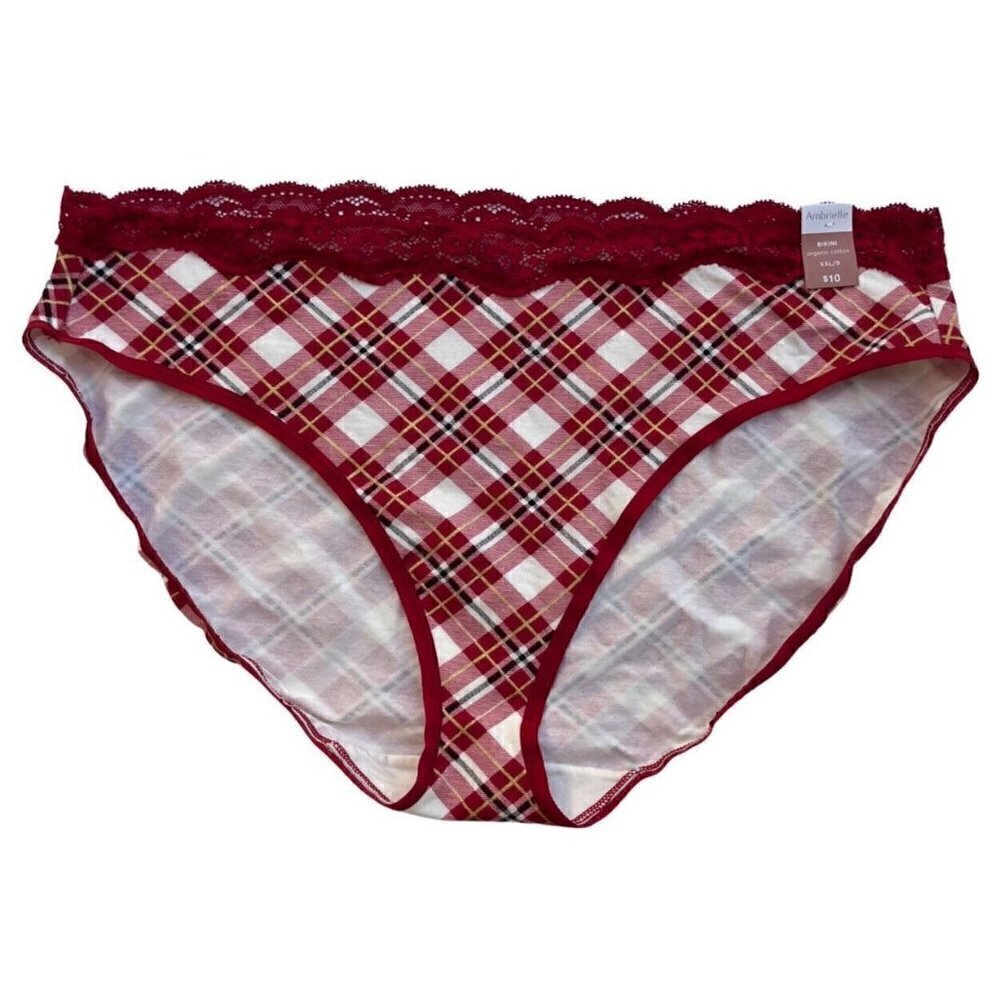 Ambrielle ORGANIC COTTON red taffy plaid panties Size XXL NWT - Picture 7 of 7